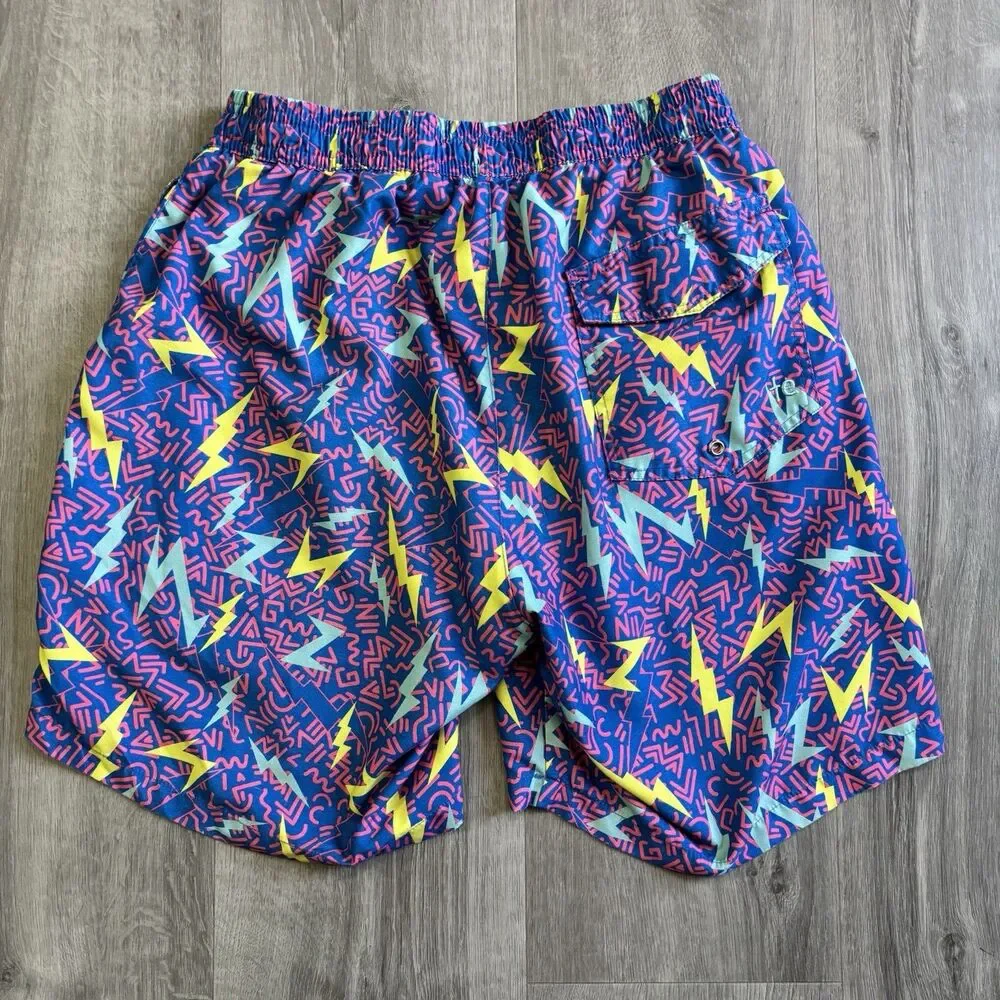 Tipsy Elves Swim Trunks Shorts Men's Size Medium Geometric Retro Swimming Beach